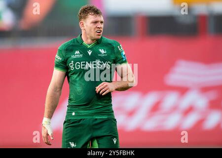 Limerick, Irland. September 2024. Cathal Forde of Connacht während des Spiels der United Rugby Championship Runde 1 zwischen Munster Rugby und Connacht Rugby im Thomond Park in Limerick, Irland am 21. September 2024 (Foto: Andrew SURMA/ Credit: SIPA USA/Alamy Live News Stockfoto