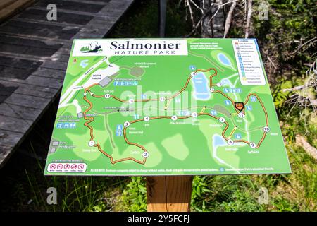 Kartenschild des Salmonier Nature Park auf NL 90 in Holyrood, Neufundland & Labrador, Kanada Stockfoto