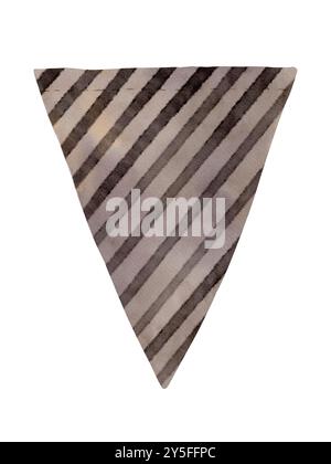 Dies ist eine stilvolle und elegante dreieckige Form mit alternierenden dunklen und hellen Streifen, die künstlerisch angeordnet sind. Isoliertes Objekt auf weißem Hintergrund für verschiedene Designs und Druckvorgänge. Digitale Kunst im Aquarellstil. Stockfoto