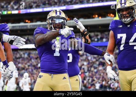 21. September 2024: = während des NCAA Football-Spiels zwischen den Northwestern Wildcats und Washington Huskies in Seattle, WA. Washington besiegte Northwestern mit 24:5. Steve Faber/CSM Stockfoto