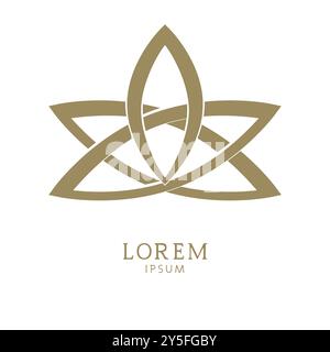 Vektor-Logo-Designvorlage und Logo in Goldfarbe auf weißem Hintergrund. Grafisches Symbol eines Lotus. Stock Vektor