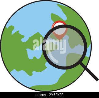 Abbildung des Symbols für globale Suchvektoren. Stock Vektor