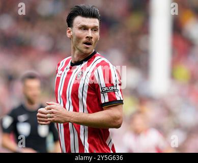 Sheffield, Großbritannien. September 2024. Kieffer Moore von Sheffield United während des Sky Bet Championship Matches in der Bramall Lane, Sheffield. Der Bildnachweis sollte lauten: Andrew Yates/Sportimage Credit: Sportimage Ltd/Alamy Live News Stockfoto