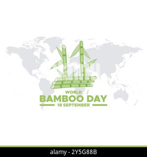 World Bambus Day, 18 September, Bambus Day Stock Illustration, Vektor Illustration, Banner, Post, Anzeigen Design, bearbeitbare Vorlage. Stock Vektor