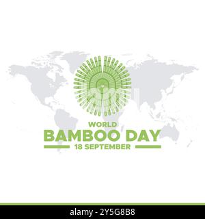 World Bambus Day, 18 September, Bambus Day Stock Illustration, Vektor Illustration, Banner, Post, Anzeigen Design, bearbeitbare Vorlage. Stock Vektor