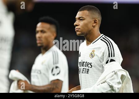 Madrid, Spanien. September 2024. Kylian Mbappe (Real) Fußball/Fußball : spanisches Spiel "LaLiga EA Sports" zwischen Real Madrid CF 4-1 RCD Espanyol de Barcelona im Estadio Santiago Bernabeu in Madrid, Spanien. Quelle: Mutsu Kawamori/AFLO/Alamy Live News Stockfoto