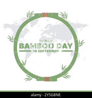 World Bambus Day, 18 September, Bambus Day Stock Illustration, Vektor Illustration, Banner, Post, Anzeigen Design, bearbeitbare Vorlage. Stock Vektor