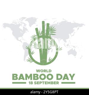 World Bambus Day, 18 September, Bambus Day Stock Illustration, Vektor Illustration, Banner, Post, Anzeigen Design, bearbeitbare Vorlage. Stock Vektor