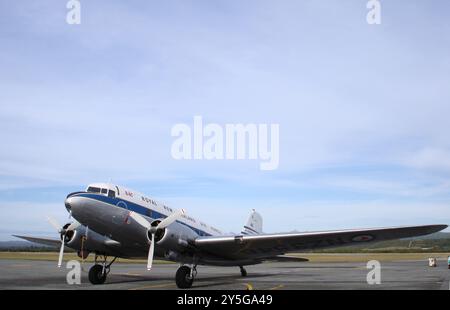 ZK DAK in Hokitika 26. März 2007. Air New Zealand Tour zum 70. Jahrestag. Flugzeuge, die von Fly DC3, Ardmore Airport, Auckland, betrieben werden Stockfoto