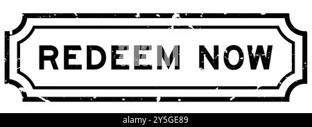 Grunge Black Redeem Now Wort quadratischer Gummistempel auf weißem Hintergrund Stock Vektor