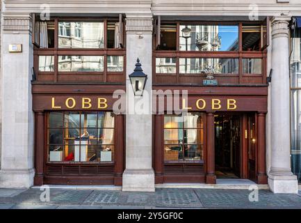 Äußere von John Lobb, Schuh und Schuhmacher in St James St, London, SW1. Stockfoto