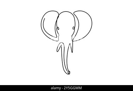 Fortlaufende Linie des Gehenden stehenden Elefanten. Eine einzige einzeilige Kunst des wilden Elefanten. Vektor-Illustration, Elefant eine Linie. Elefant mit Baby-Symbol Stock Vektor