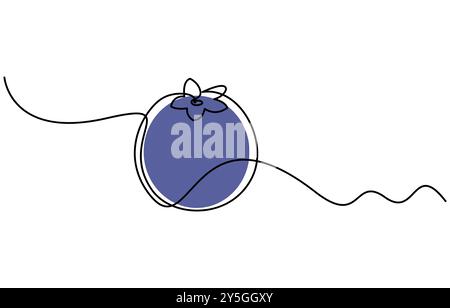 Blaubeeren-Vektor-Illustration. Einzeilige Illustration mit Bio-Blaubeere. Blaubeeren im durchgehenden Zeichnungsstil. Stock Vektor