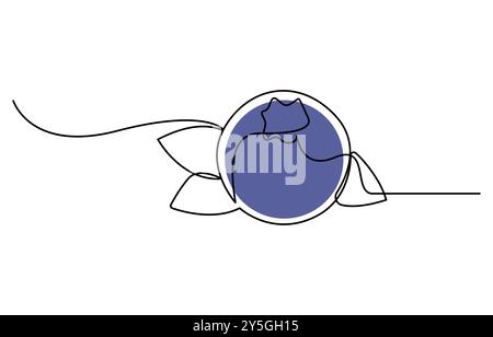 Blaubeeren-Vektor-Illustration. Einzeilige Illustration mit Bio-Blaubeere. Blaubeeren im durchgehenden Zeichnungsstil. Stock Vektor