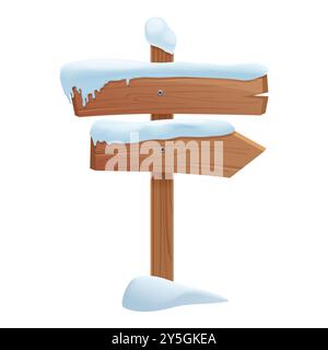 Vektorgrafik von hölzernen Pfeilschildern mit Schnee, ideal für Winter- und Urlaubsthemen. Stock Vektor