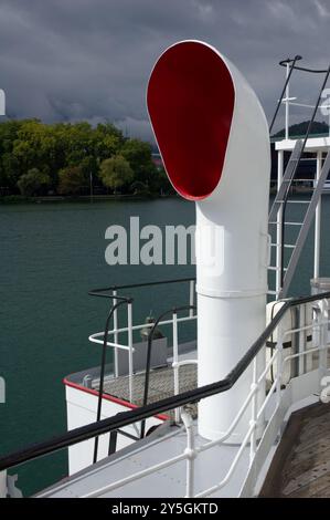 Ventilator am Raddampfer Stadt Luzern am Vierwaldstättersee, Schweiz Stockfoto