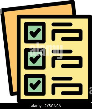 Symbol für die Checkliste, das den erfolgreichen Abschluss von Aufgaben darstellt, mit Häkchen in den Kästchen Stock Vektor