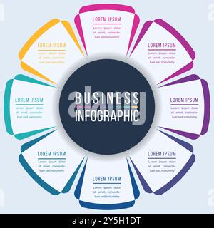 8 Optionen Infografik Design 8 Schritte, Objekte, Elemente oder Optionen Geschäftsinformationsvorlage Stock Vektor