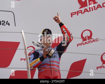 Marc Márquez während des Grand Prix Race des Gran Premio Pramac dell'Emilia Romagna MotoGP Sonntag, MotoGP der Emilia Romagna auf dem Misano World Circuit Marco Simoncelli in Misano Adriatico am 22. September 2024 in Misano Adriatico, Italien. (Foto: Fabio Averna/SIPA USA) Stockfoto