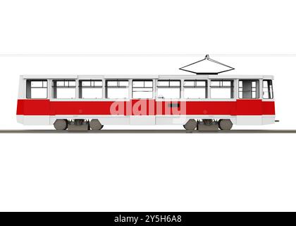 Moderne Straßenbahn isoliert Stockfoto