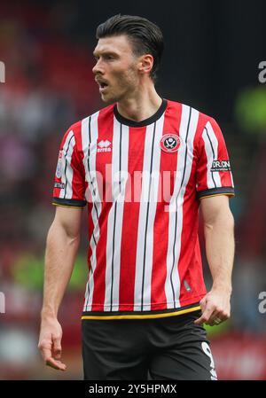 Sheffield, Großbritannien. September 2024. Sheffield United Stürmer Kieffer Moore (9) während des SKY Bet EFL Championship Matches Sheffield United FC gegen Derby County FC in der Bramall Lane, Sheffield, England, Großbritannien am 21. September 2024 Credit: Every Second Media/Alamy Live News Stockfoto