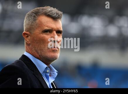 Etihad Stadium, Manchester, Großbritannien. September 2024. Premier League Football, Manchester City gegen Arsenal; ehemaliger Kapitän und tv-Experte von Manchester United Roy Keane Credit: Action Plus Sports/Alamy Live News Stockfoto