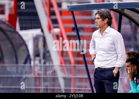 OSS, 22.09.2024 , Frans Heesen Stadium , Fußball, Keukenkampioen divisie , Saison 2024 / 2025 , FC Eindhoven Trainer Maurice Verberne während des Spiels TOP Oss - FC Eindhoven Stockfoto