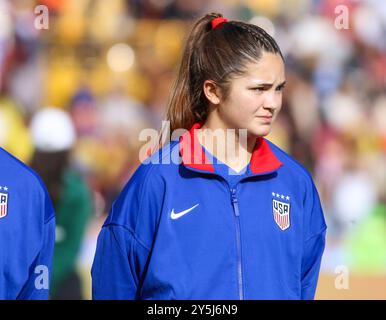 Bogota, Kolumbien. September 2024. Riley Jackson aus den Vereinigten Staaten während des Spiels um den dritten Platz bei der FIFA U-20-Frauen-Weltmeisterschaft Kolumbien 2024 zwischen den Niederlanden und den Vereinigten Staaten im El Campin Stadium in Bogota, Kolumbien am 21. September 2024. (Kreditbild: © Daniel Garzon Herazo/ZUMA Press Wire) NUR REDAKTIONELLE VERWENDUNG! Nicht für kommerzielle ZWECKE! Stockfoto