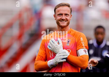 OSS, 22.09.2024 , Frans Heesen Stadium , Fußball, Keukenkampioen divisie , Saison 2024 / 2025 , TOP Oss Torhüter Mike Havekotte während des Spiels TOP Oss - FC Eindhoven Stockfoto