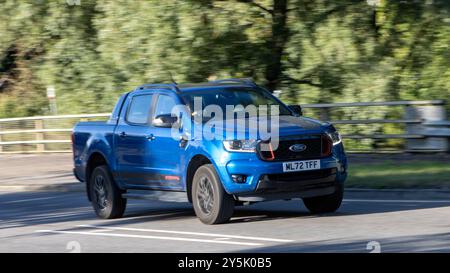 Milton Keynes, Großbritannien - 16. September 2024: 2022 Blue Ford Ranger Pickup Truck Stockfoto