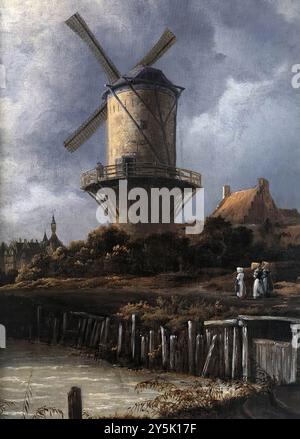 RUISDAEL, Jacob Isaackszon van (* ca. 1628, Haarlem, d. 1682, Amsterdam) die Windmühle in Wijk bij Duurstede (Detail) ca. 1670 Öl auf Leinwand Rijksmuseum, Amsterdam in diesem Gemälde reagiert der Himmel in seinen Wolkenformationen auf die mächtigen Flügel der Windmühle. --- Schlüsselwörter: ----------------- Autor: RUISDAEL, Jacob Isaackszon van Titel: Die Windmühle in Wijk bij Duurstede (Detail) Zeitlinie: 1651-1700 Schule: Niederländisch Form: Malerei Typ: Landschaft Stockfoto