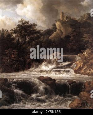 RUISDAEL, Jacob Isaackszon van (*ca. 1628, Haarlem, d. 1682, Amsterdam) Wasserfall mit Schloss auf dem Felsen um 1665 Öl auf Leinwand, 100 x 86 cm Herzog Anton Ulrich-Museum, Braunschweig --- Schlüsselwörter: ----------------- Autor: RUISDAEL, Jacob Isaackszon van Titel: Wasserfall mit Schloss auf dem Felsen Zeitlinie: 1651-1700 Schule: Niederländisch Form: Malerei Typ: Landschaft Stockfoto