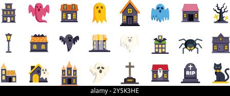 Dieses Vektor-Illustrationsset enthält gruselige Symbole, die perfekt für halloween-Projekte geeignet sind Stock Vektor