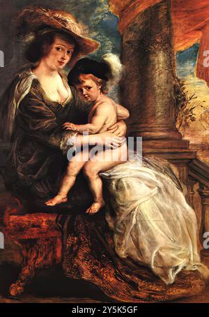 RUBENS, Pieter Pauwel (* 1577, Siegen, d. 1640, Antwerpen) Helena Fourment mit ihrem Sohn Francis 1635 Öl auf der Platte Alte Pinakothek, München *** Stichwörter: ************* Autor: RUBENS, Pieter Pauwel Titel: Helena Fourment mit ihrem Sohn Francis Zeitlinie: 1601-1650 Schule: Flämische Form: Malerei Typ: Porträt Stockfoto