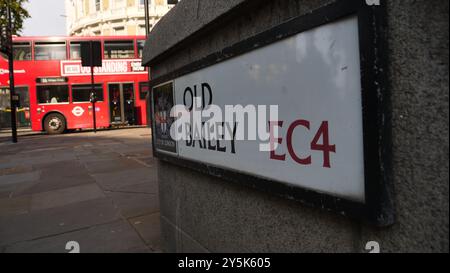 Straßenschild für Old Bailey, London Stockfoto