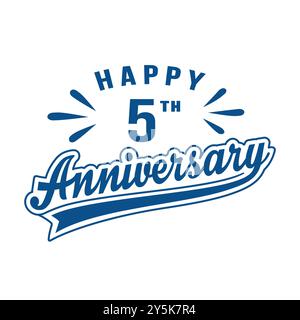 Ein frohes 5. Hochzeitstag. Design zum 5-jährigen Jubiläum. Vektor und Illustration. Stock Vektor