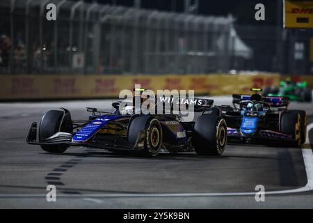 Singapur, Singapur. September 2024. 43 COLAPINTO Franco (ARG), Williams Racing FW46, Action 10 GASLY Pierre (fra), Alpine F1 Team A524, Action während des Formel 1 Grand Prix 2024, 18. Runde der Formel 1 Weltmeisterschaft 2024 vom 20. Bis 22. September 2024 auf dem Marina Bay Circuit in Singapur, Singapur - Foto Xavi Bonilla/DPPI Credit: DPPI Media/Alamy Live News Stockfoto