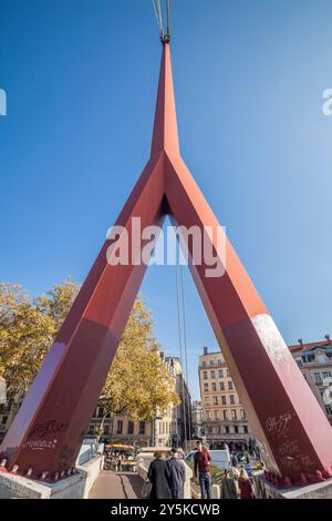 Fußgängerbrücke du Palais de Justice in Lyon, Rhône, Rhône-Alpes, Frankreich Stockfoto