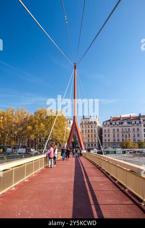 Fußgängerbrücke du Palais de Justice in Lyon, Rhône, Rhône-Alpes, Frankreich Stockfoto