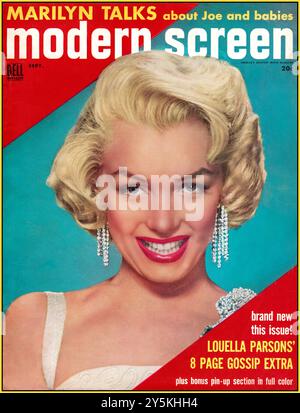 Marilyn Monroe auf der Titelseite des Modern Screen Magazine Setember 1954. Ein US-amerikanisches Film-/Movie-Klatsch-Informationsmagazin für Filmfans. Stockfoto