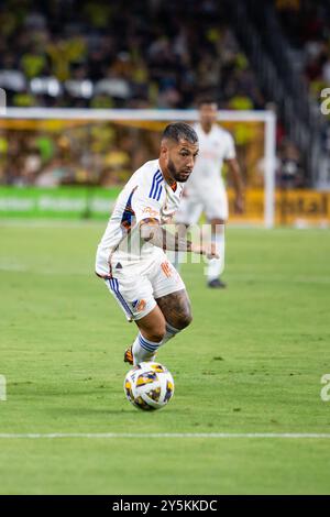 Nashville, USA. September 2024. FC Cincinnati Mittelfeldspieler Luciano Acosta (10). Der FC Cincinnati spielt am 21. September 2024 im GEODIS Park in Nashville, Tennessee, ein Spiel gegen Nashville SC. (Foto: Kindell Buchanan/SIPA USA) Credit: SIPA USA/Alamy Live News Stockfoto