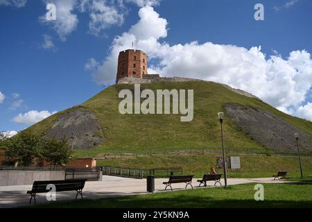 Vilnius, Litauen - 22. Juli 2024: Der Gediminas-Turm in Vilnius, Litauen Stockfoto