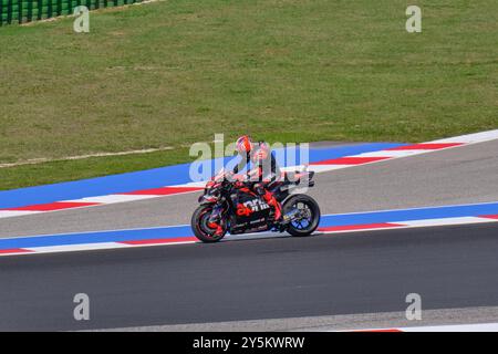 Misano Adriatico, Italien - 22. September 2024: Vinales fuhr sein Aprilia-Bike am Ende des Emilia Romagna GP-Rennens in Italien Stockfoto