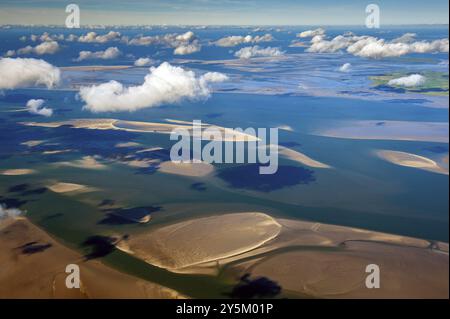 Luftaufnahme, Nordsee, Wattenmeer, Gezeitenbach, Küste, Sea, Nordstrand, Amrum, Schleswig Holstein, Deutschland, Europa Stockfoto