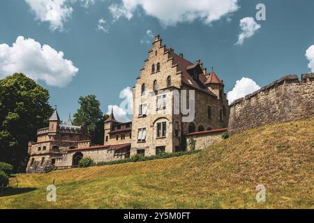 Panoramablick auf Schloss Lichtenstein in Deutschland Stockfoto