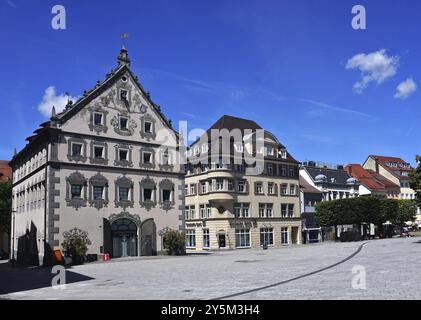 Historisches Gebäude Lederhaus in Ravensburg, Oberschwaben, Baden-Württemberg, Deutschland, Historisches Gebäude Lederhaus in Ravensburg, Oberschwaben, Baden-W Stockfoto