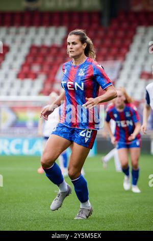 London, Großbritannien. September 2024. London, England, 22. September 2024: Katie Stengel (28 Crystal Palace) während des Womens Super League-Spiels zwischen Tottenham Hotspur und Crystal Palace an der Brisbane Road in London. (Pedro Porru/SPP) Credit: SPP Sport Press Photo. /Alamy Live News Stockfoto