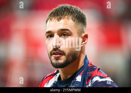 Reims, Frankreich, Frankreich. September 2024. Arnau TENAS von PSG während des Ligue-1-Spiels zwischen Stade de Reims und Paris Saint-Germain (PSG) im Auguste-Delaune-Stadion am 21. September 2024 in Reims, Frankreich. (Kreditbild: © Matthieu Mirville/ZUMA Press Wire) NUR REDAKTIONELLE VERWENDUNG! Nicht für kommerzielle ZWECKE! Stockfoto