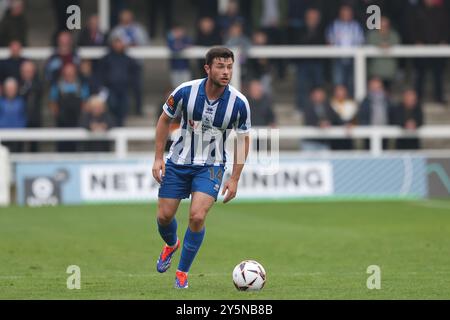 Nathan Sheron von Hartlepool United spielte am Samstag, den 21. September 2024, im Victoria Park in Hartlepool, Hartlepool, während des Vanarama National League-Spiels zwischen Hartlepool United und Dagenham und Redbridge. (Foto: Mark Fletcher | MI News) Credit: MI News & Sport /Alamy Live News Stockfoto