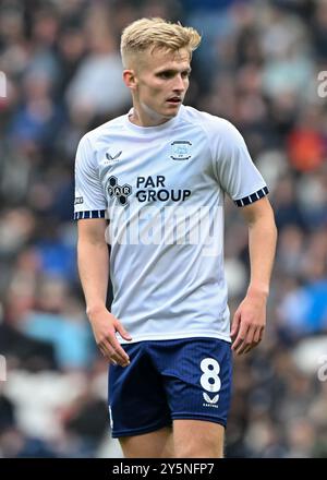 Ali McCann von Preston North End während des Sky Bet Championship Matches Preston North End gegen Blackburn Rovers in Deepdale, Preston, Großbritannien, 22. September 2024 (Foto: Cody Froggatt/News Images) Stockfoto